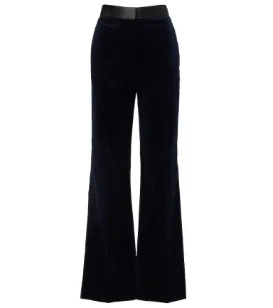 Victoria Beckham Satin-trimmed velvet wide-leg pants | Thumbnail 1 Victoria Beckham Satin-trimmed velvet wide-leg pants | Thumbnail 1