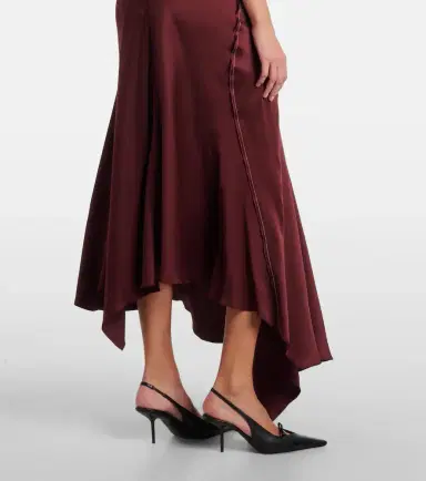 Victoria Beckham Asymmetric draped satin midi dress | Thumbnail 3 Victoria Beckham Asymmetric draped satin midi dress | Thumbnail 3