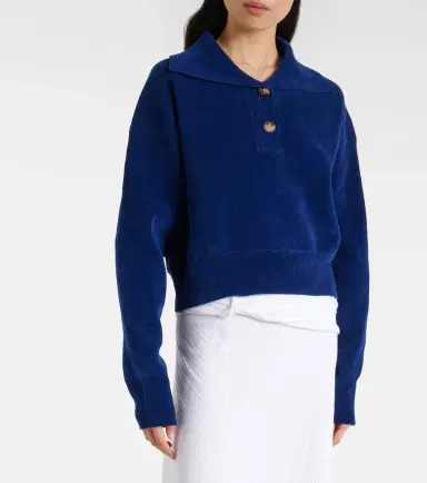Victoria Beckham Cropped cotton-blend velvet sweatshirt | Thumbnail 2 Victoria Beckham Cropped cotton-blend velvet sweatshirt | Thumbnail 2