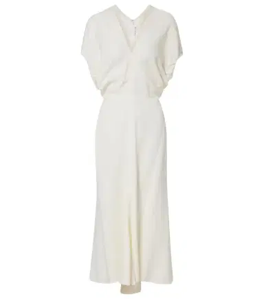 Victoria Beckham Edith crêpe satin midi dress | Thumbnail 1 Victoria Beckham Edith crêpe satin midi dress | Thumbnail 1