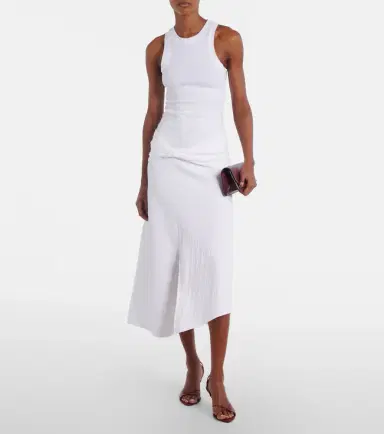 Victoria Beckham Gathered cotton-blend midi skirt | Thumbnail 3 Victoria Beckham Gathered cotton-blend midi skirt | Thumbnail 3