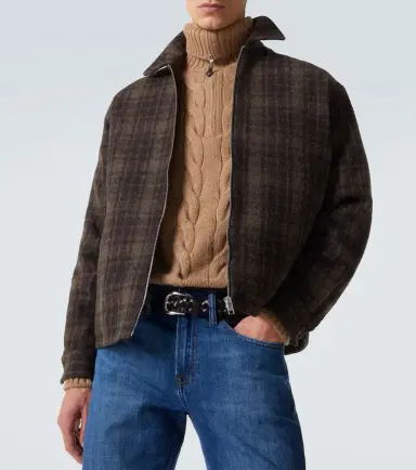 Frame Checked virgin wool blouson jacket | Thumbnail 2 Frame Checked virgin wool blouson jacket | Thumbnail 2