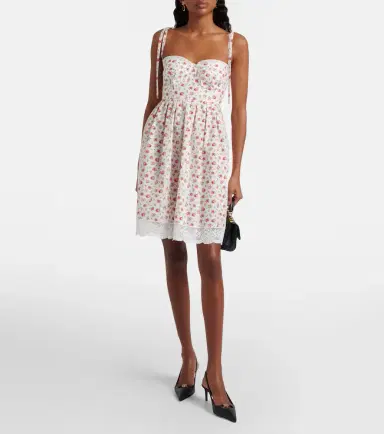 Dolce & Gabbana Floral lace-trimmed cotton-blend poplin minidress | Thumbnail 2 Dolce & Gabbana Floral lace-trimmed cotton-blend poplin minidress | Thumbnail 2