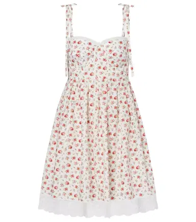 Dolce & Gabbana Floral lace-trimmed cotton-blend poplin minidress | Thumbnail 1 Dolce & Gabbana Floral lace-trimmed cotton-blend poplin minidress | Thumbnail 1