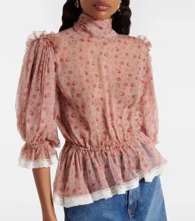 Dolce & Gabbana Floral silk and cotton chiffon blouse | Thumbnail 6 Dolce & Gabbana Floral silk and cotton chiffon blouse | Thumbnail 6