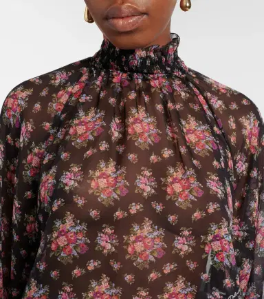 Dolce & Gabbana Floral ruffled sheer silk blouse | Thumbnail 3 Dolce & Gabbana Floral ruffled sheer silk blouse | Thumbnail 3