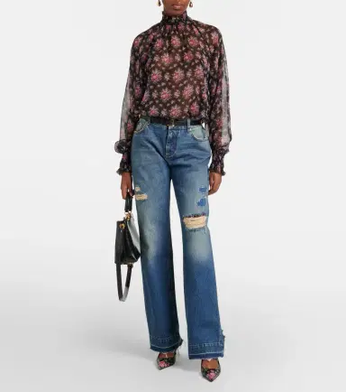 Dolce & Gabbana Floral ruffled sheer silk blouse | Thumbnail 4 Dolce & Gabbana Floral ruffled sheer silk blouse | Thumbnail 4