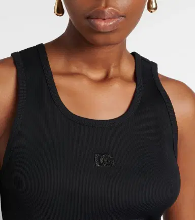 Dolce & Gabbana DG embellished ribbed-knit cotton tank top | Thumbnail 2 Dolce & Gabbana DG embellished ribbed-knit cotton tank top | Thumbnail 2