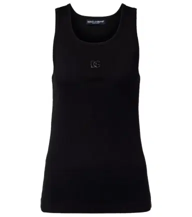 Dolce & Gabbana DG embellished ribbed-knit cotton tank top | Thumbnail 1 Dolce & Gabbana DG embellished ribbed-knit cotton tank top | Thumbnail 1