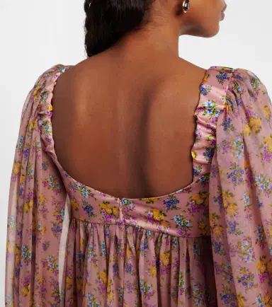 Dolce & Gabbana Floral lace-trimmed silk and cotton-blend chiffon minidress | Thumbnail 3 Dolce & Gabbana Floral lace-trimmed silk and cotton-blend chiffon minidress | Thumbnail 3