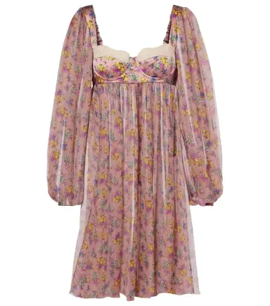 Dolce & Gabbana Floral lace-trimmed silk and cotton-blend chiffon minidress | Thumbnail 1 Dolce & Gabbana Floral lace-trimmed silk and cotton-blend chiffon minidress | Thumbnail 1
