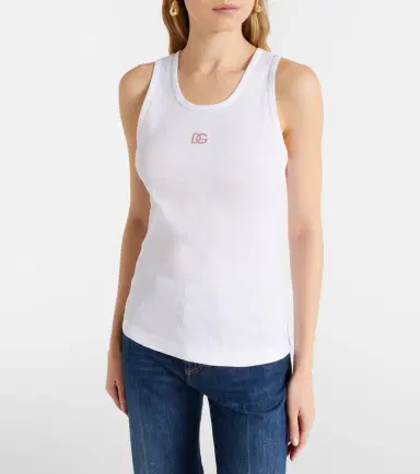 Dolce & Gabbana DG embellished ribbed-knit cotton tank top | Thumbnail 3 Dolce & Gabbana DG embellished ribbed-knit cotton tank top | Thumbnail 3