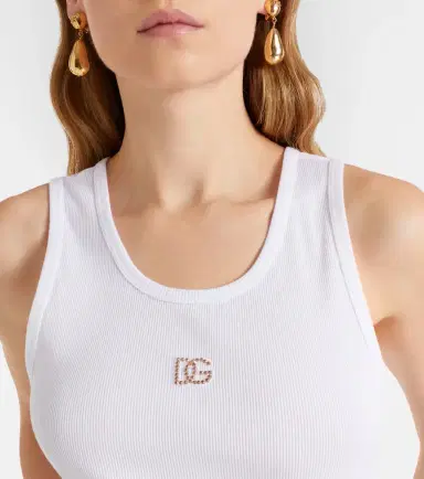 Dolce & Gabbana DG embellished ribbed-knit cotton tank top | Thumbnail 4 Dolce & Gabbana DG embellished ribbed-knit cotton tank top | Thumbnail 4