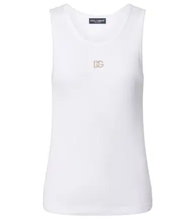 Dolce & Gabbana DG embellished ribbed-knit cotton tank top | Thumbnail 1 Dolce & Gabbana DG embellished ribbed-knit cotton tank top | Thumbnail 1