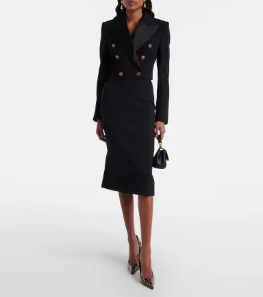 Dolce & Gabbana Cropped wool and silk-blend jacket | Thumbnail 2 Dolce & Gabbana Cropped wool and silk-blend jacket | Thumbnail 2