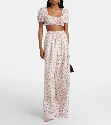 Dolce & Gabbana Floral lace-trimmed cotton poplin crop top | Thumbnail 2 Dolce & Gabbana Floral lace-trimmed cotton poplin crop top | Thumbnail 2