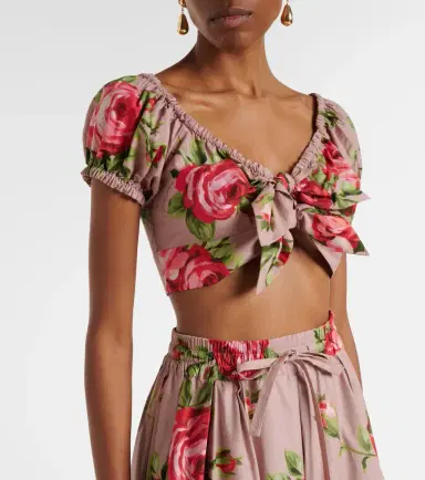 Dolce & Gabbana Floral bow-detail cotton crop top | Thumbnail 3 Dolce & Gabbana Floral bow-detail cotton crop top | Thumbnail 3