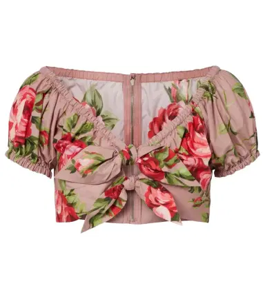 Dolce & Gabbana Floral bow-detail cotton crop top | Thumbnail 1 Dolce & Gabbana Floral bow-detail cotton crop top | Thumbnail 1