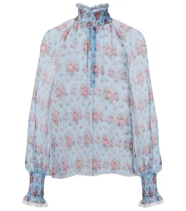 Dolce & Gabbana Floral ruffled silk and cotton blouse | Thumbnail 1 Dolce & Gabbana Floral ruffled silk and cotton blouse | Thumbnail 1