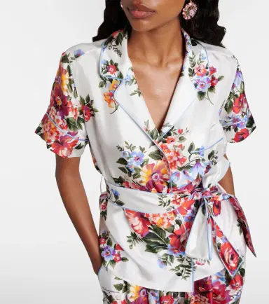 Dolce & Gabbana Floral silk twill wrap top | Thumbnail 4 Dolce & Gabbana Floral silk twill wrap top | Thumbnail 4