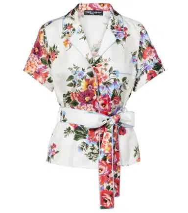 Dolce & Gabbana Floral silk twill wrap top | Thumbnail 1 Dolce & Gabbana Floral silk twill wrap top | Thumbnail 1