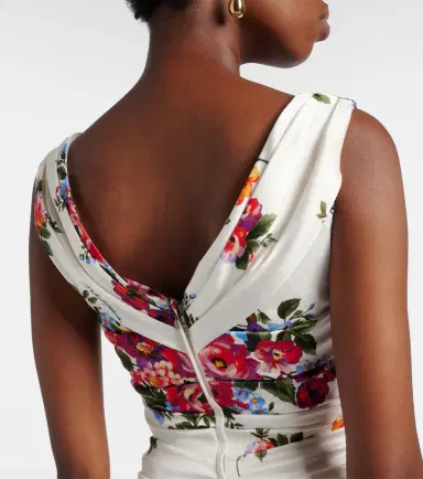 Dolce & Gabbana Draped floral satin midi dress | Thumbnail 2 Dolce & Gabbana Draped floral satin midi dress | Thumbnail 2