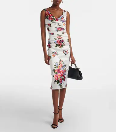 Dolce & Gabbana Draped floral satin midi dress | Thumbnail 4 Dolce & Gabbana Draped floral satin midi dress | Thumbnail 4