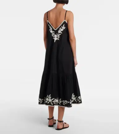 JULIET DUNN Embroidered cotton and linen midi dress | Thumbnail 2 JULIET DUNN Embroidered cotton and linen midi dress | Thumbnail 2
