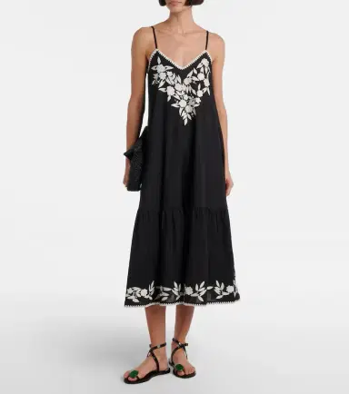 JULIET DUNN Embroidered cotton and linen midi dress | Thumbnail 3 JULIET DUNN Embroidered cotton and linen midi dress | Thumbnail 3