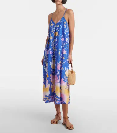 Juliet Dunn Floral cotton and linen midi dress | Thumbnail 5 Juliet Dunn Floral cotton and linen midi dress | Thumbnail 5