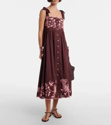 JULIET DUNN Embroidered cotton midi dress | Thumbnail 2 JULIET DUNN Embroidered cotton midi dress | Thumbnail 2
