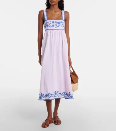 JULIET DUNN Embroidered cotton and linen midi dress | Thumbnail 4 JULIET DUNN Embroidered cotton and linen midi dress | Thumbnail 4