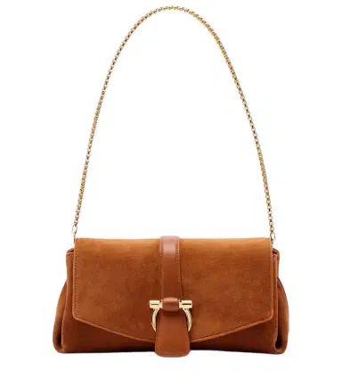 Ferragamo Flap Small suede shoulder bag | Thumbnail 1 Ferragamo Flap Small suede shoulder bag | Thumbnail 1