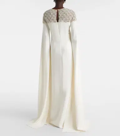 Oscar de la Renta Caped embellished silk-blend gown | Thumbnail 2 Oscar de la Renta Caped embellished silk-blend gown | Thumbnail 2
