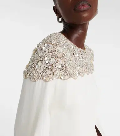 Oscar de la Renta Caped embellished silk-blend gown | Thumbnail 3 Oscar de la Renta Caped embellished silk-blend gown | Thumbnail 3