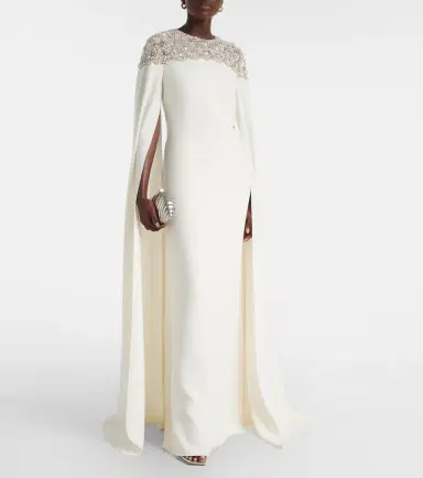 Oscar de la Renta Caped embellished silk-blend gown | Thumbnail 4 Oscar de la Renta Caped embellished silk-blend gown | Thumbnail 4