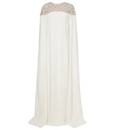 Oscar de la Renta Caped embellished silk-blend gown | Thumbnail 1 Oscar de la Renta Caped embellished silk-blend gown | Thumbnail 1