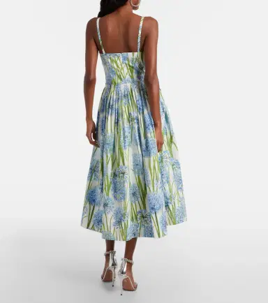 Oscar de la Renta Allium floral cotton-blend midi dress | Thumbnail 2 Oscar de la Renta Allium floral cotton-blend midi dress | Thumbnail 2