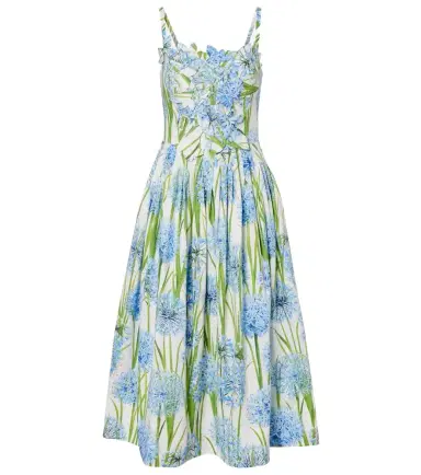 Oscar de la Renta Allium floral cotton-blend midi dress | Thumbnail 1 Oscar de la Renta Allium floral cotton-blend midi dress | Thumbnail 1