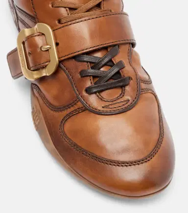Miu Miu Logo leather sneakers | Thumbnail 2 Miu Miu Logo leather sneakers | Thumbnail 2