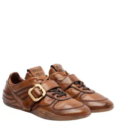Miu Miu Logo leather sneakers | Thumbnail 1 Miu Miu Logo leather sneakers | Thumbnail 1