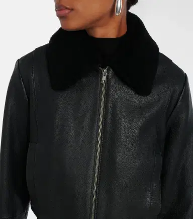 Vince Shearling-trimmed leather jacket | Thumbnail 3 Vince Shearling-trimmed leather jacket | Thumbnail 3