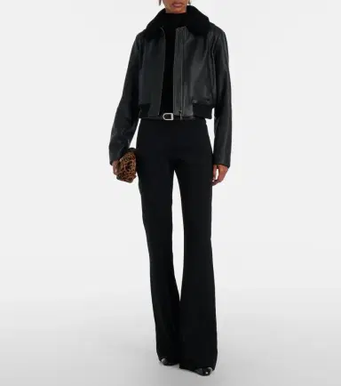 Vince Shearling-trimmed leather jacket | Thumbnail 6 Vince Shearling-trimmed leather jacket | Thumbnail 6