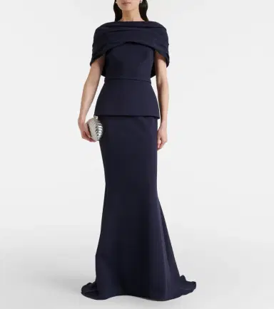 Safiyaa Loura off-shoulder crêpe gown | Thumbnail 3 Safiyaa Loura off-shoulder crêpe gown | Thumbnail 3