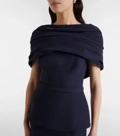 Safiyaa Loura off-shoulder crêpe gown | Thumbnail 4 Safiyaa Loura off-shoulder crêpe gown | Thumbnail 4