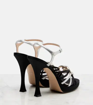 Gucci Interlocking G satin and leather sandals | Thumbnail 3 Gucci Interlocking G satin and leather sandals | Thumbnail 3