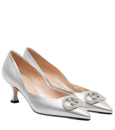 Gucci Interlocking G 55 metallic leather pumps | Thumbnail 1 Gucci Interlocking G 55 metallic leather pumps | Thumbnail 1