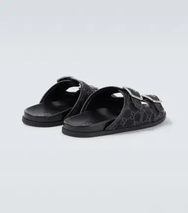 Gucci GG leather-trimmed canvas slides | Thumbnail 4 Gucci GG leather-trimmed canvas slides | Thumbnail 4
