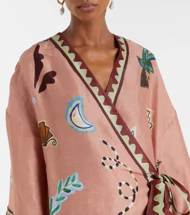 Alemais Alémais Linen and silk-blend wrap midi dress | Thumbnail 3 Alemais Alémais Linen and silk-blend wrap midi dress | Thumbnail 3