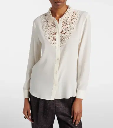 Nili Lotan Lace-trimmed silk shirt | Thumbnail 3 Nili Lotan Lace-trimmed silk shirt | Thumbnail 3